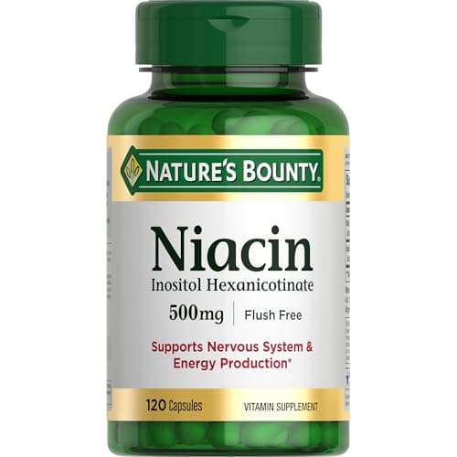 Nature's Bounty Niacin 500mg Flush Free, Cellular Energy Support, Supports Nervous System Health, 120 Capsules
