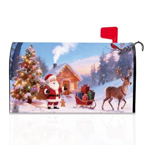 Merry Christmas Mailbox Cover Magnetic Standard Size 21" x 18"