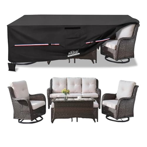Hadisi Patio Furniture Covers,Outdoor Furniture Cover Waterproof,600D Rectangular Patio Heavy Duty Table Cover,Outdoor Dining Table and Chair General Purpose Furniture Covers 76"L x 54"W x 28"H-Black
