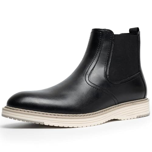CGRRBW Men's Chelsea Boots, Fashion and Comfort Driving Shoes, Slip-Resistant Outsole, Slip on Casual Ankle Boots for Men QEXXM05-BLACK-9.5