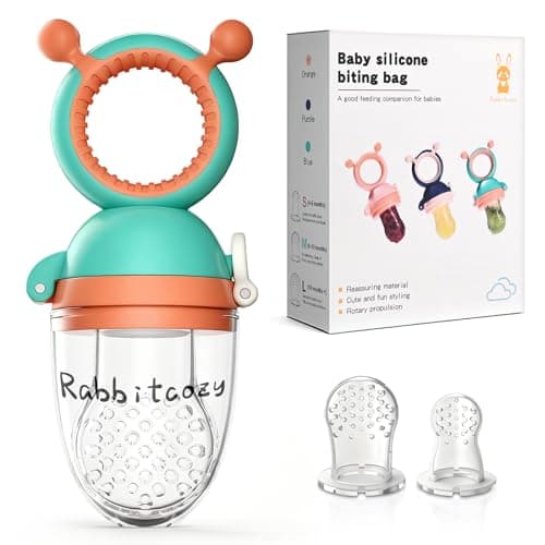 Baby Fruit Food Feeder Pacifier - Fresh Teething Pacifiers, 3 Different Size Silicone Pouch,Teethers for Babies 6-24Months, Baby Solid Food Essentials, Nutrition Feeder, BPA Free,1 Pice, Blue