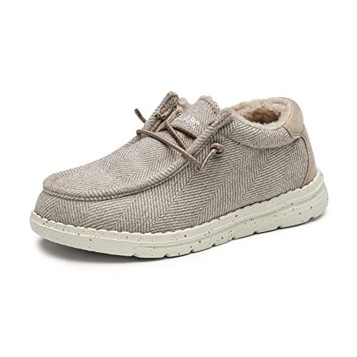 Bruno Marc SBLS2242K Boys Girls Winter Slip-On Fur Casual Loafer, Brown, Size 5 Big_Kid
