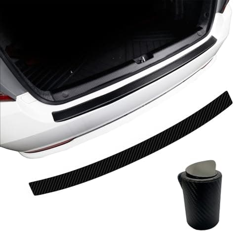 Smeyta Rear Bumper Protector Guard,Carbon Fiber Leather Anti-Scratch Trunk,Door Entry Sill Protector,Universal Fit(96x6.5cm)