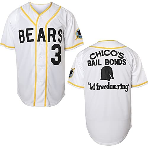 MESOSPERO 3 Kelly Leak Jersey Bad News Bears 12 Tanner Boyle 1976 Chico's Bail Bonds Men Movie Baseball Jersey White S-3XL (3 White, Medium)