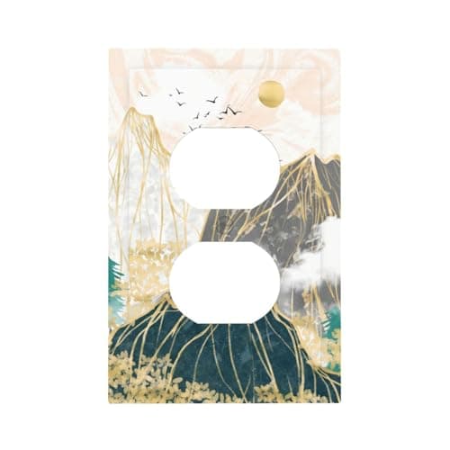 Sghxwp Decorative Outlet Covers Boho Midcetury Gold Sun Mountain Landscape 1 Gang Wall Plate Cover Receptacle Duplex Light Switch Cover Plate Single Dual Plug Covers Electrical Switchplate