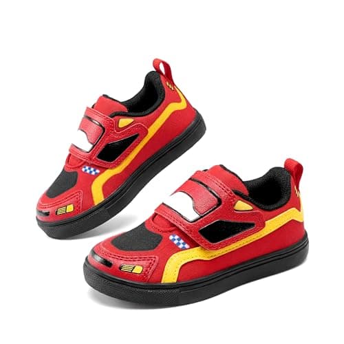 DREAM PAIRS Toddler Boys Sneakers Little Kids Shoes Fun Cartoon Cute Causal Walking Hook and Loop Lightweight,Size 5 Toddler,Red,KKUMFN2515
