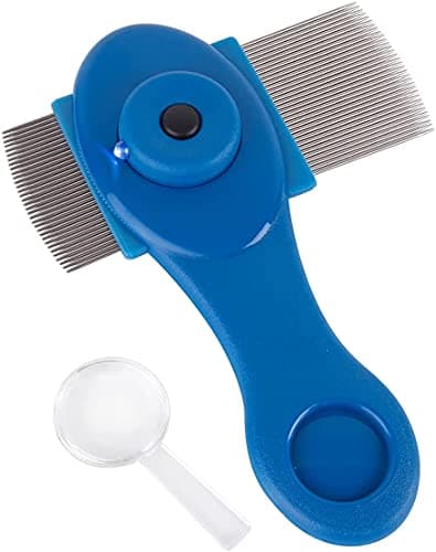 EZY DOSE Kids Lice and Eggs Comb, Hair Care for Baby, Toddler, Adult, Includes Light, Magnifying Glass, Stainless Steel Pin Teeth, Blue, 3.3 Oz, BPA Free