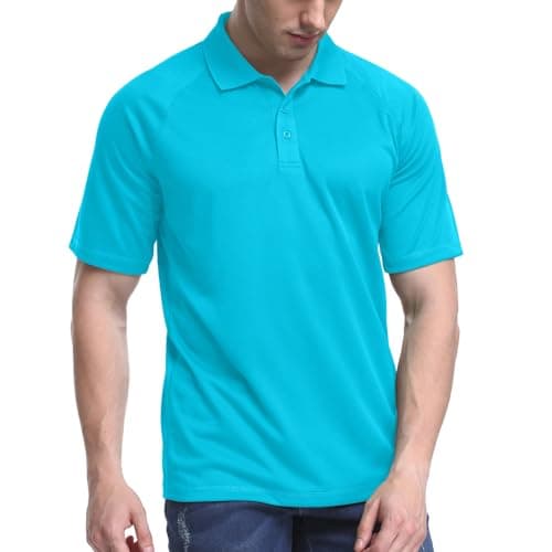 TIHEEN 3XL Blue Polo Shirts for Men Moisture Wicking Lightweight Profermance Polo Shirt Short Sleeves (3XL,Sky Blue)