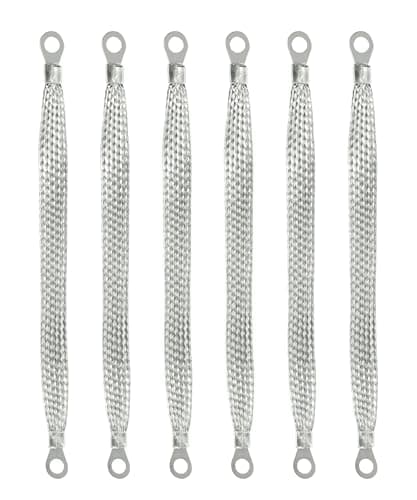 PAIYUE 6PCS Ground Strap,Car Accessories 12 Inch Grounding Strap,Automotive Replacement Copper Braided Ground Straps Kit with Terminal Plugs,Braided Copper Wire,Suitable for Engine (Copper Tinned)