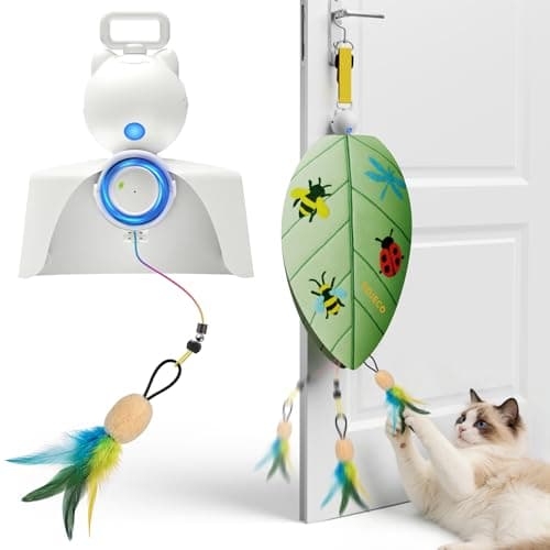 ROJECO Interactive Cat Toys for Indoor Cats, Automatic Feather & Mouse Door Hanging Cat Toys, USB Rechargeable Electric Concealed Hide and Seek Cat Toys, Fit for Bored Kittens & Adult Cats