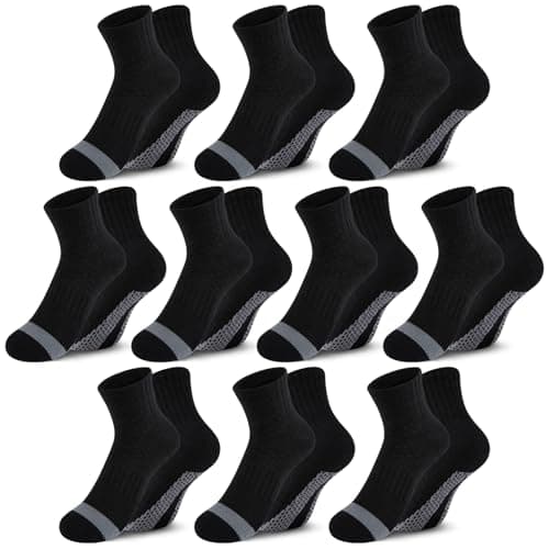 Comfoex 10 Pairs Boys Socks kids Half Cushion Cotton Sport Quarter Running Socks Ankle Athletic Sock for Little Big Kids 6-8 8-10 Years Olds