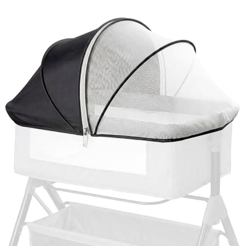 BEBONO Bassinet Cover Half Blackout, Mosquito Net Cover with 2-Way Zipper, Block Light and Keep Cats Out, Foldable with Storage Bag