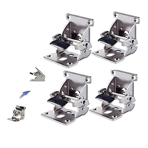 4 PCS Foldable Support Bracket -Self-Locking Hinge- Leg Fittings and Corner Brace- for Folding Legs -Folding Workbench- Fold Down Desk Extension in Kitchen -Laundry Room Garage (0-90 Degree,Silver)