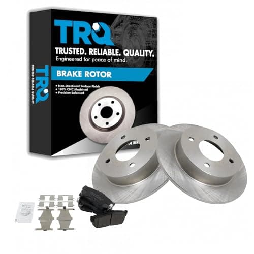 TRQ Rear Brake Pad and Rotor Set Ceramic Solid Rotors Compatible with 1991-2001 Infiniti G20 1993-2001 Nissan Altima 2000-2001 Sentra