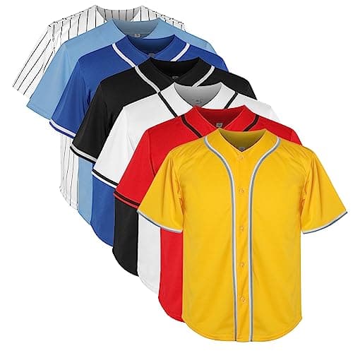 Youth Baseball Jersey Blank Boys T Shirt Button Down Hip Hop Fashion Sport Shirts Tops for Girls S-XL (X-Large,Youth Yellow)
