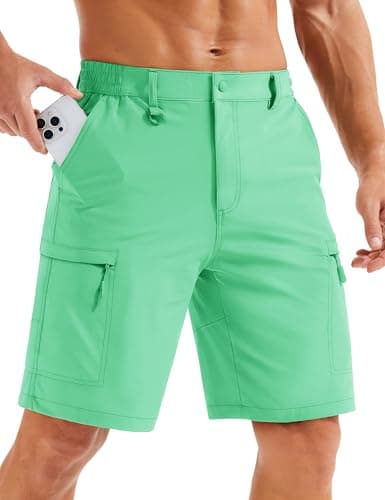 MAGCOMSEN Quick Dry Cargo Shorts for Men Hiking Water Resistant Stretch Shorts Golf Fishing Casual Walking Mint Green, 30