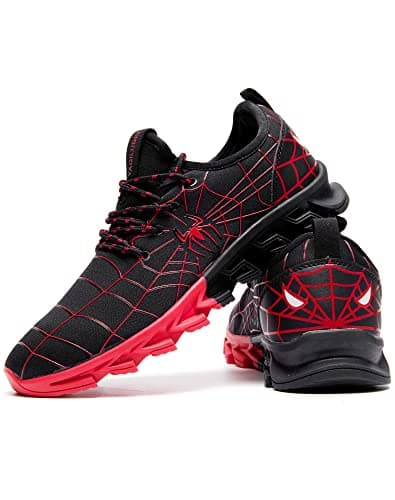 Boys Girls Shoes Kids Running Tennis Sneakers Non Slip Breathable Strap Athletic Sports Shoes Spider Web Red 6 Big Kid