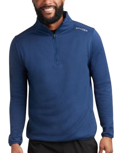 Spyder Mens Quarter Zip Pullover Sweatshirt - Lightweight Soft Fleece Athletic Pullover - Gym & Running Sweatshirts for Men, Size Medium, Estate Blue Zip