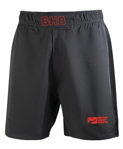 Boxing Honey Badger BJJ Shorts MMA Fight Shorts, Premium Grappling, No-Gi Brazilian Jiu Jitsu, Kick Boxing Shorts for Men Red