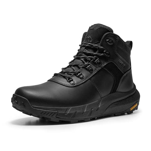 NORTIV 8 Men's Waterproof Hiking Boots Lightweight Outdoor Mid Trekking Leather Shoes DriftShield,Size 8,Black,NMUMHB2505