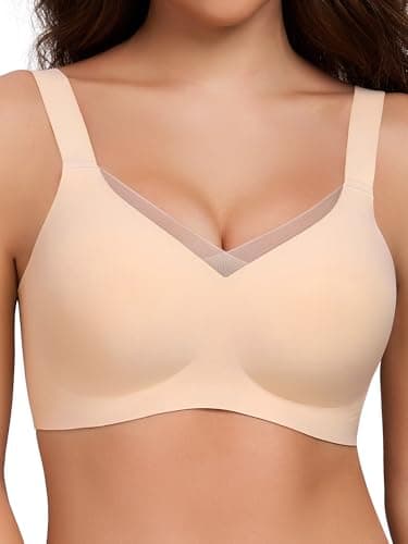 Gailife Crossover Bras for Women No Underwire Wireless Bralettes Seamless Supportive T Shirt Everyday Bras-Beige,XL