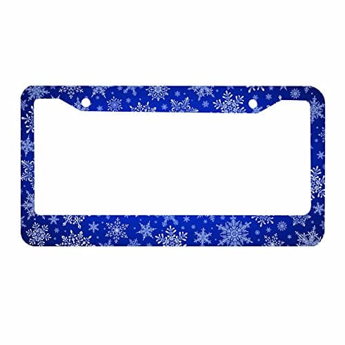 Nicokee Decorative License Plate Frame Christmas Ice Blue Snowflake Car Tag Frame Aluminum Auto License Plate Holder for Men Women