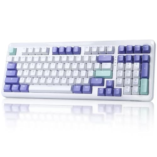 DAREU EK98pro Wireless Mechanical Keyboard, Gasket Hot Swappable Custom Structure, Creamy Pre-lubed Linear Switches, PBT Keycaps, BT5.0/2.4GHz/USB-C, RGB Backlit Gaming Keyboard for Win/Mac