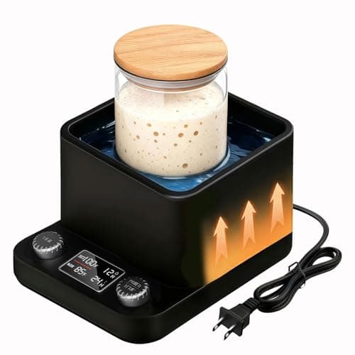 Sourdough Starter Warmer – 360° Water Bath Uniform Warming Thermostat 70–104°F, 198H Timer, Memory Function, Fits Jars Up to 50oz, Sourdough Heater for Kombucha Yoghurt Beer Fermentation