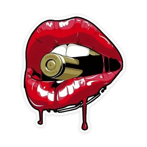 2pc Bullet Lips Waterproof Vinyl Car Stickers, 4.53''x5.12'', Suitable for Cars, Trucks, Motorcycles, Walls, Windows, Laptops, Helmets, Exterior Decorative Accessories| CZ41