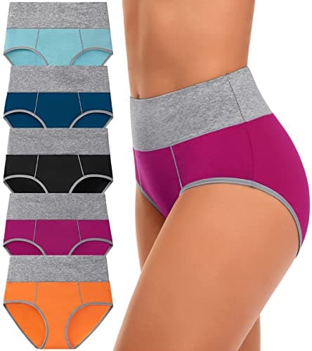 CULAYII Women's High Waisted Underwear Women Cotton Underwear Soft Breathable Panties Stretch Briefs