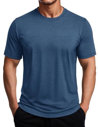MAGCOMSEN Workout Shirts for Men Dry Fit Athletic Tops Short Sleeve Cooling Exercise Gym Performance Summer T-Shirt Dark Blue, M
