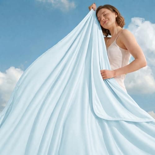 GOHERO Cooling Blanket Queen 90"x90" - Double Sided Summer Blankets for Hot Sleepers - Lightweight Soft Arc-Chill Q-Max >0.5 Blanket Absorbs Heat to Keep Cool on Warm Nights Blue