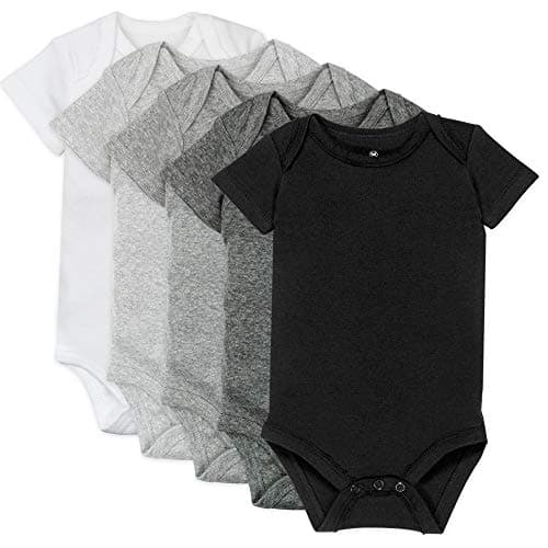 HonestBaby Unisex Baby Organic Cotton Short Sleeve Bodysuits Multi Pack And Toddler T-Shirt Set, 5 Pack Gray Ombre, 18 Months US