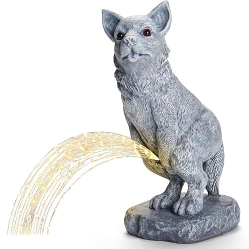 VOFSTAND Garden Statues Dog Statue with Solar LED Light, Ideal Gifts for Friends or Family's Birthday, Outdoor Decorations for Yard