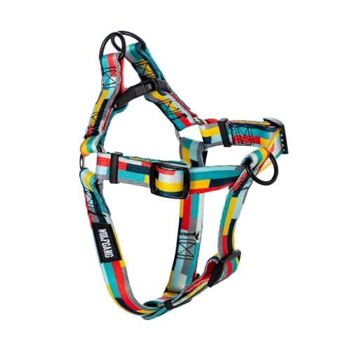 Wolfgang Heavy Duty Adjustable Dog Harness, Pull-Tested for Walking & Training, Mixtape Print, Small