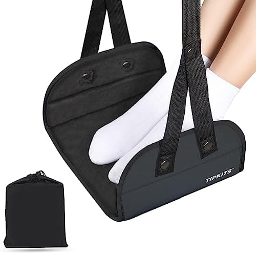 TIPKITS Foot Hammock for Plane Travel, Airplane Trip Foot Rest, Black