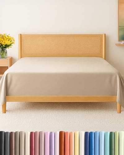 King Size Flat Sheet - Hotel Quality Top Flat Bed Sheet Only - Ultra-Soft, Comfy, Breathable & Cooling - Fade & Wrinkle Free - Easy-Care, Stain & Shrink Resistant Bedding - Easy-Fit & Oeko-Tex - Cream