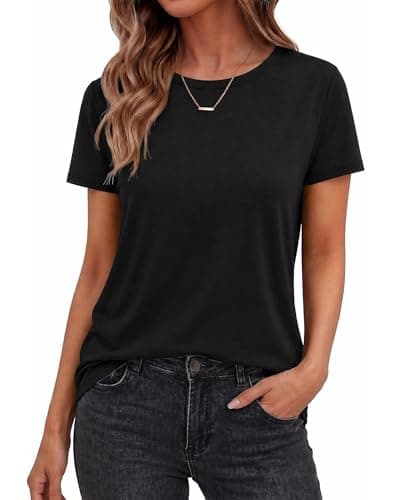 TNNZEET Black Shirt Womens - Short Sleeve Spring Summer Casual Tops Loose Basic Tees Crew Neck Tshirts Fashion Clothes 2026