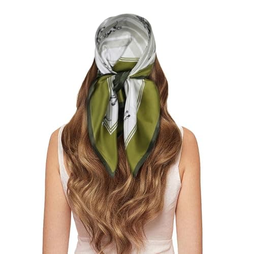 EXTREE 100% Pure Mulberry Silk Scarf Fashion Hair for Women Scarf Lightweight Square Neckerchief 27.5× 27.5 inches