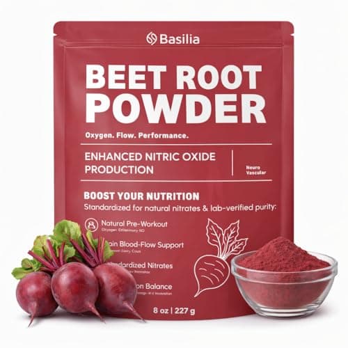 Basilia Beet Root Powder 8 oz | Premium Non-GMO Superfood for Energy, Circulation & Endurance | Rich in Antioxidants & Nitrates | Vegan, Gluten-Free, Sustainably Sourced