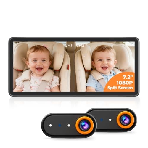 LUCKVIEW BM5PRO Dual Baby Car Camera, 7.2" 1080P Split Monitor