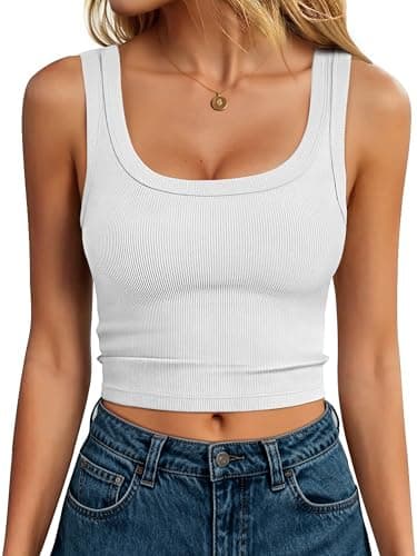 ANRABESS Womens Crop Tank Tops, Soft Breathable Ribbed Slim Fit, Comfy for Basic,Casual,Going Out&Daily Wear X-Large White