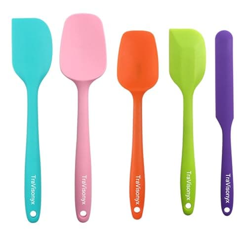 TraVisonyx 5 Pcs Silicone Spatula,Food Grade Rubber Spatula, Spatulas Silicone Heat Resistant, Used for Baking, Cooking, non Stick, Dishwasher Safe, BPA Free
