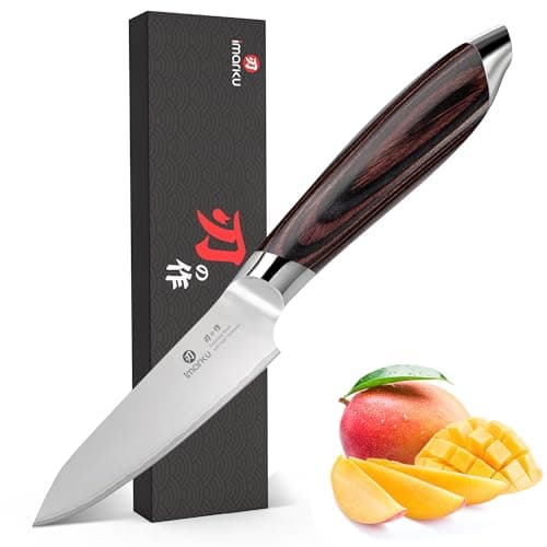 imarku Paring Knife 3.75 Inch, Japanese High Carbon Stainless Steel Fruit Knife, Ultra Sharp Small Kitchen Knife for Peeling Fruits Cutting Veggies, Ergonomic Pakkawood Handle