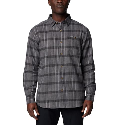 Columbia Men's Pitchstone Heavyweight Flannel II, Black Boro Plaid, Small