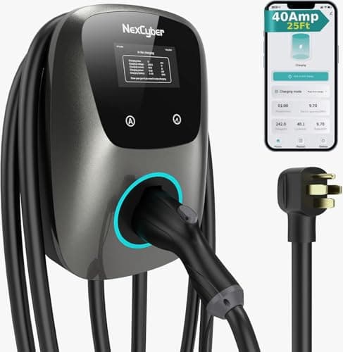 NexCyber Level 2 EV Charger(WiFi APP/Plug-Play), 40A, 25ft Cable ETL Certified, Home Level 2 EVSE Car Charger w/ J1772 Connector, Electric Vehicle Charging Stations (Jet)