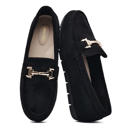 SONALOONG Womens Slip On Loafers Flats, Wide Width Memory Foam Arch Support
