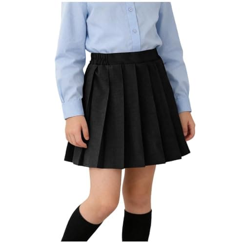 Ayolanni Girls Skorts Size 7-8 School Uniform Skirts for Girls Adjustable Waist Pleated Skorts Summer Pull-On Athletic Tennis Mini Skirt Dresses Black
