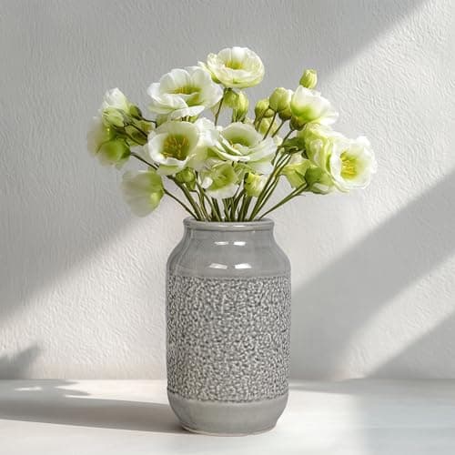 Wancetang Ceramic Vase for Home Decor, 9 Inch Minimalist Decorative Vases for Flower, Centerpieces, Bookshelf, Tabletop, Living Room, Bathroom, Entryway, Coffee Table Decor, Grey