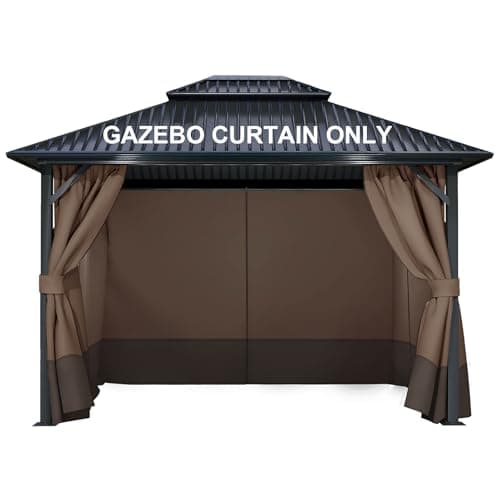COWVIE 4-Panel 12' x 12' Gazebo Replacement Curtains, Patio Privacy Sidewalls with Double Zipper, Replacement for Outdoor Gazebo Canopy (Curtain Only)